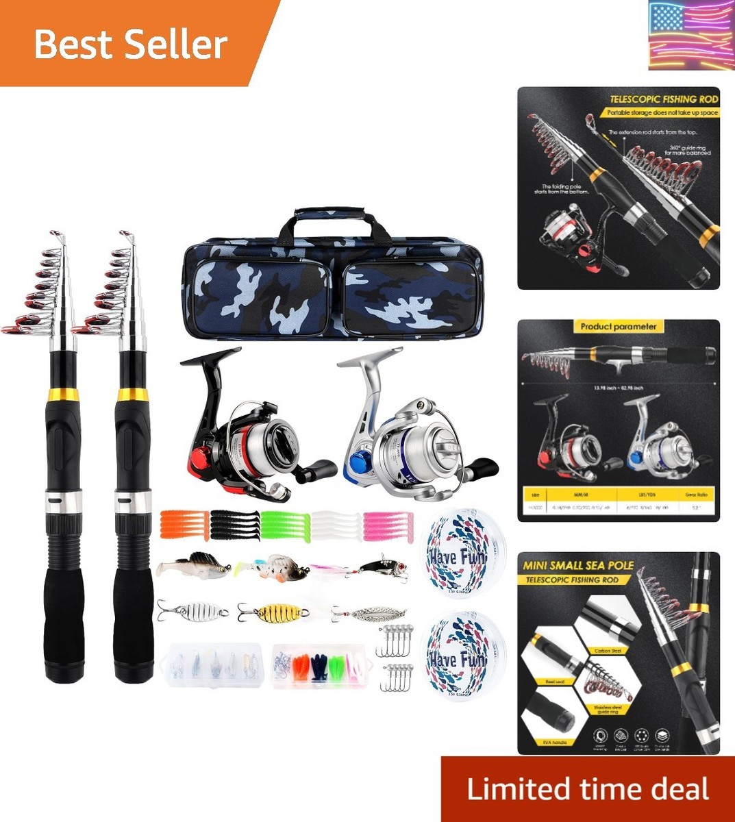 best beginner fishing pole amazon Portable Mini Small Rod and Spinning Reel Combos, Compact Telescopic 38inch Pocket Pen Fishing with Line Lures Hooks for Raft, River, Lake, Ice Fishing and So On (Black) and even the freshwater livebaithook colour:403 Eagle King Fish Hook