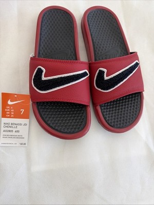 Nike Benassi JDI Chenille Slide Red Blue Obsidian White AO2805 600 Men's Size 7