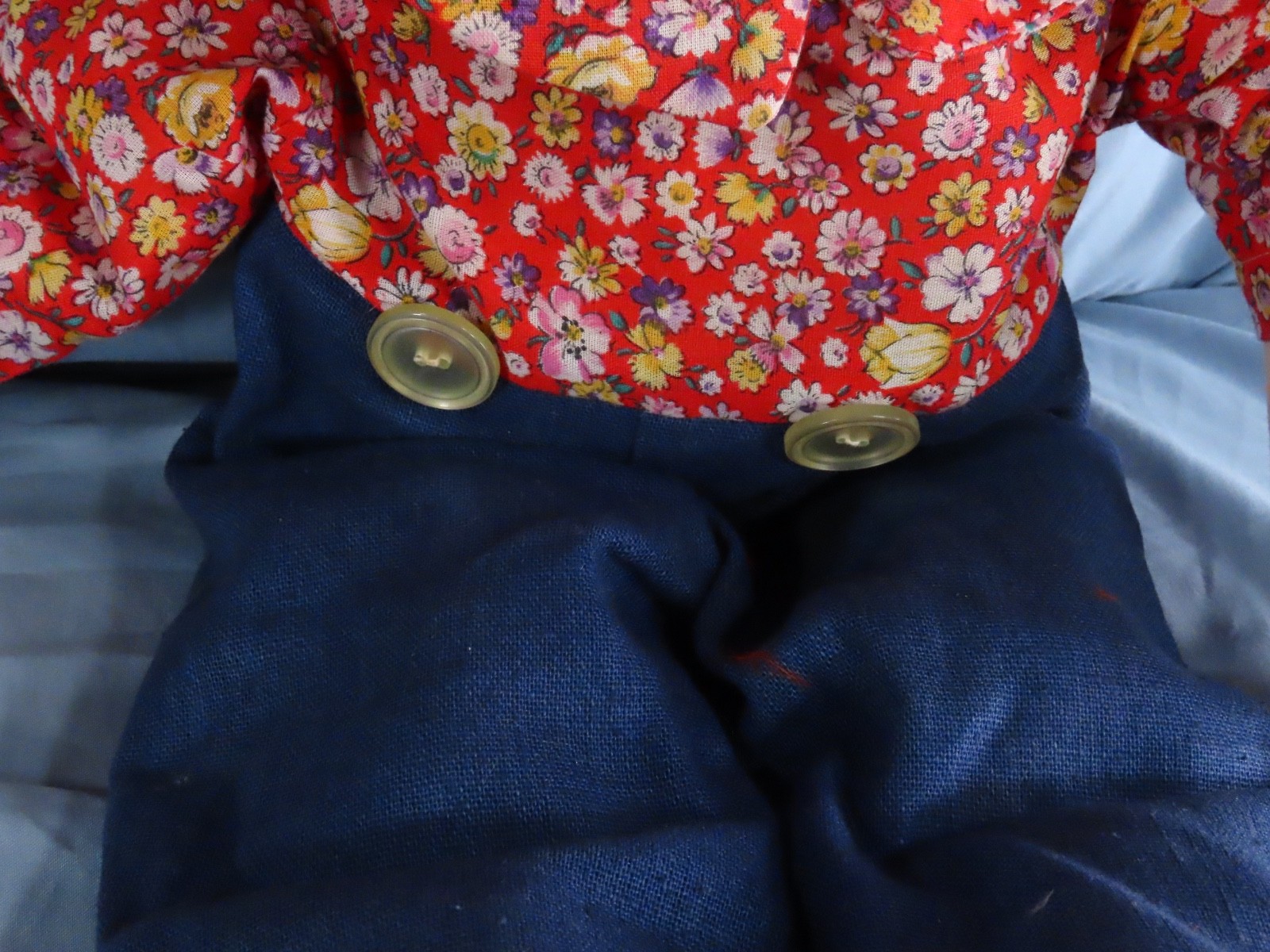 Vintage HOMEMADE? Raggedy Ann ANDY BOY DOLL Adorable Calico Shirt 25" TALL