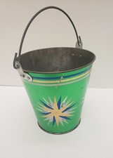 Antique Vintage Ohio Art Tin Litho Sand Pail With Wire Bail Handle, Bryan, Ohio