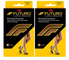 Futuro Ultra Sheer Pantyhose for Women Large Size Mild Compression 2 Pack