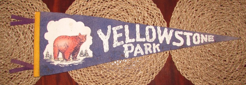 Antique 1930’s Yellowstone Park Felt Pennant Bear Image Souvenir