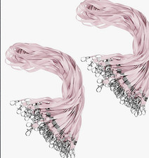 100pk Lanyards-ID Badges Keychain Flat Neck Lanyard Strap Swivel Hook Clip Pink