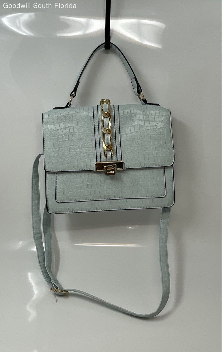 Aldo Womens Powder Blue Inner Pockets Adjustable Strap Shoulder Crossbody Purse