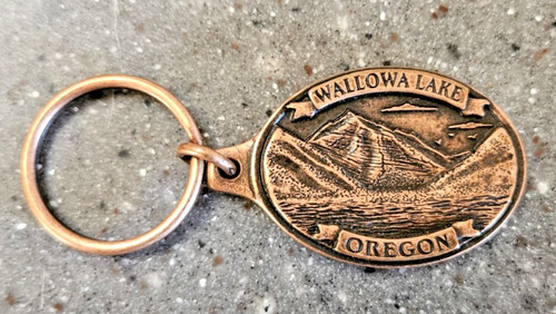 Wallowa Lake OREGON Copper Metal Oval Keychain Souvenir