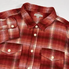 Frye And Co Flannel Shirt Men's XXL Red Plaid Long Sleeve Button Down Pockets