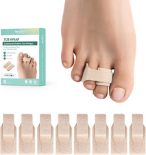 Hammer Toe Straightener - 8 Pack Broken Toe Wraps - Large, Beige