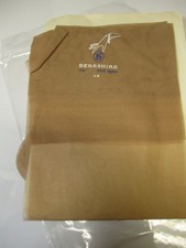 1PR VINTAGE BERKSHIRE 154 RHT SHEER FLAT KNIT NYLON STOCKINGS SZ 11 MEDIUM BEIGE