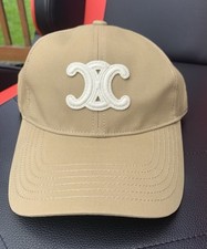 Celine Baseball Cap Hat Men Women In Cotton LOGO Khaki Brown Size M Triomphe