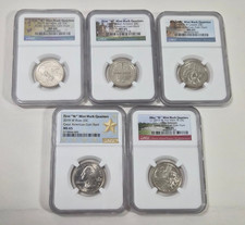 Juego de 5 monedas W Lowell Memorial War San Antonio River 2019 cuarto 25c NGC MS 65