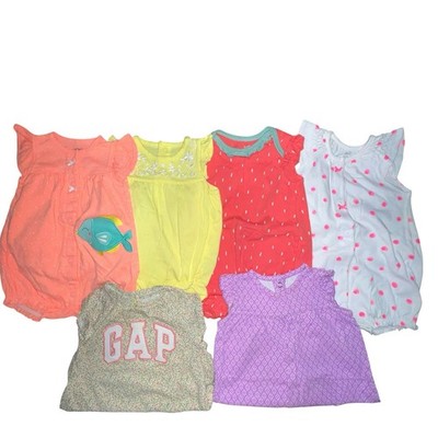 Bundle Of 6 Baby Girls One Piece Outfits 0-3M Summer Fish Watermelon Gap Carters