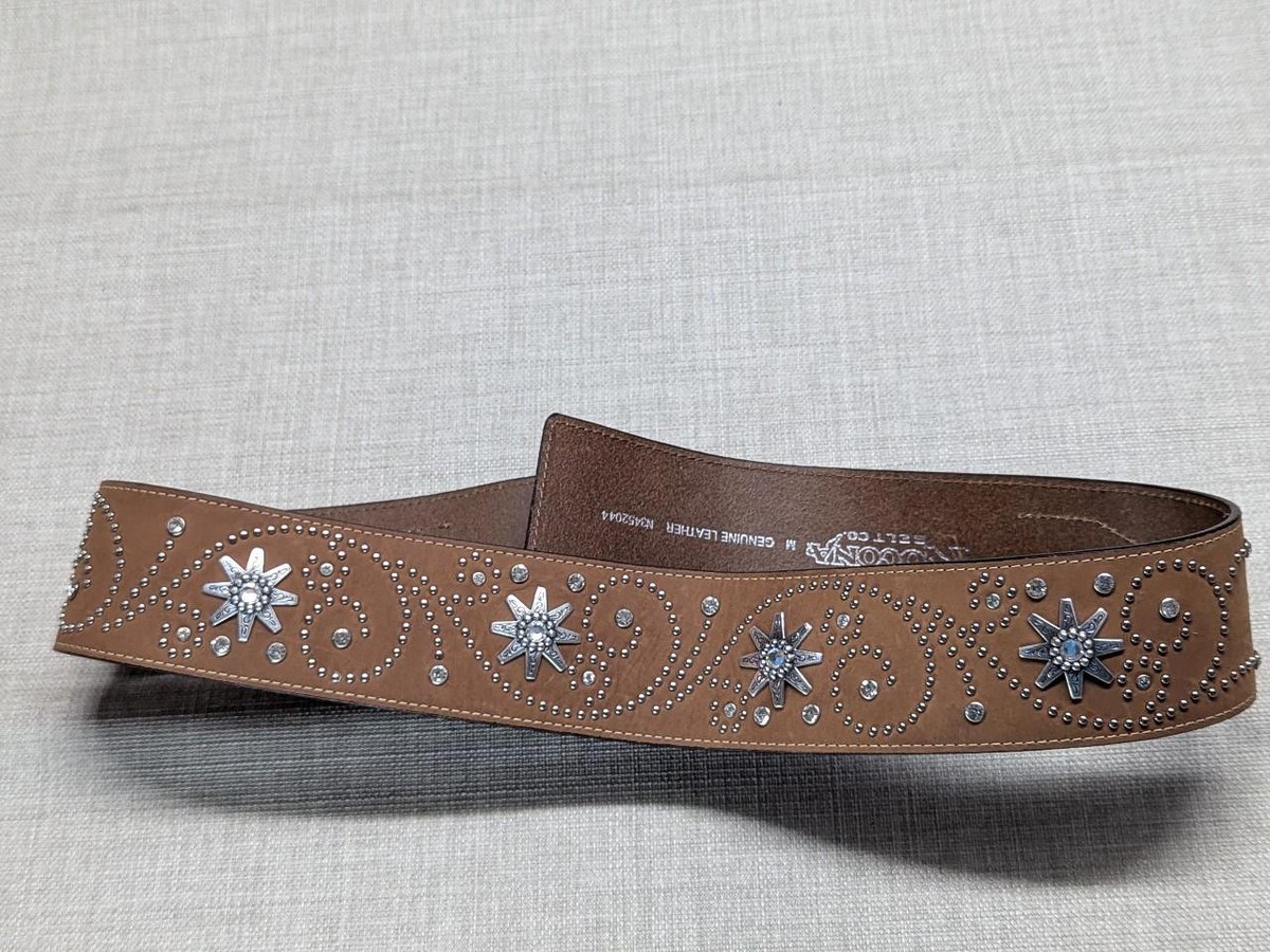 Vintage NOCONA Leather Belt Western Beaded Buckle \'Sissy\' Spellout Brown Ethnic vintage NOCONA extra wide 2.5 main image 4