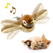 Cat Toys, Flapping Wings Sparrow, No Flying, Chirping Bird Interactive Catnip...