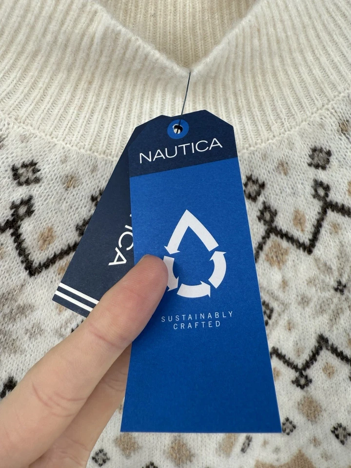 НОВЫЙ женский свитер Nautica устойчивой работы с ложным вырезом Fair Isle размер маленький - Изображение 4 из 4