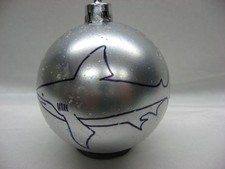 NEW HANDPAINTED BULL SHARK UNBREAKABLE SILVER CHRISTMAS ORNAMENT 2 1/2"