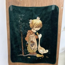 Mink Blanket Precious Moments Goose Duck Green 42 x 55 inches