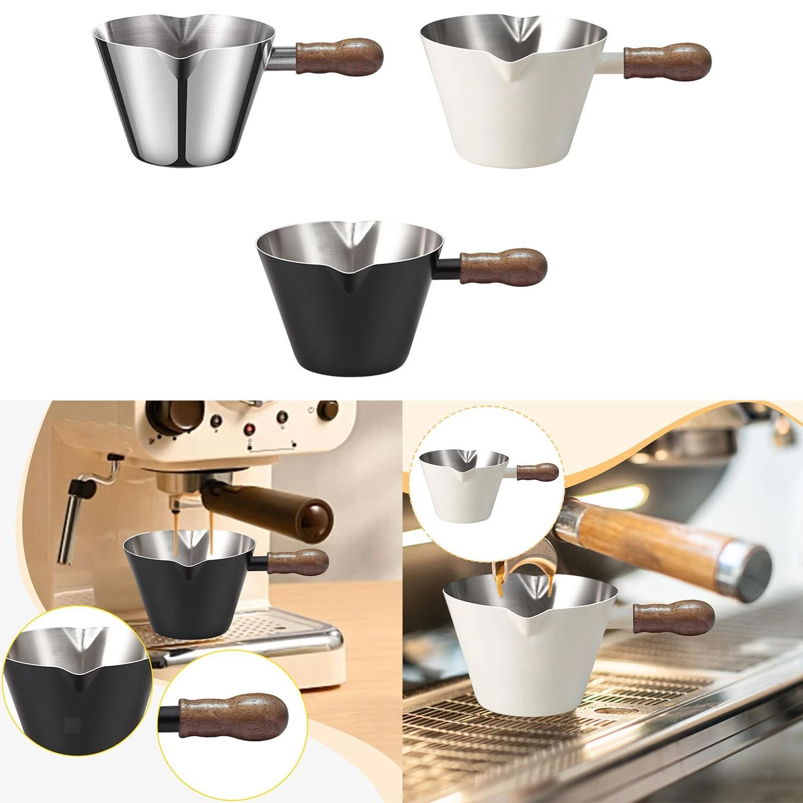 Measuring Cup Espresso Steaming Pitcher with Scale Bar Drink Mug W Handle Coffee
