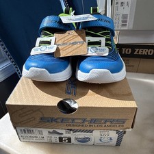 Skechers boys Microspec Advance Size 5, Blue/Lime