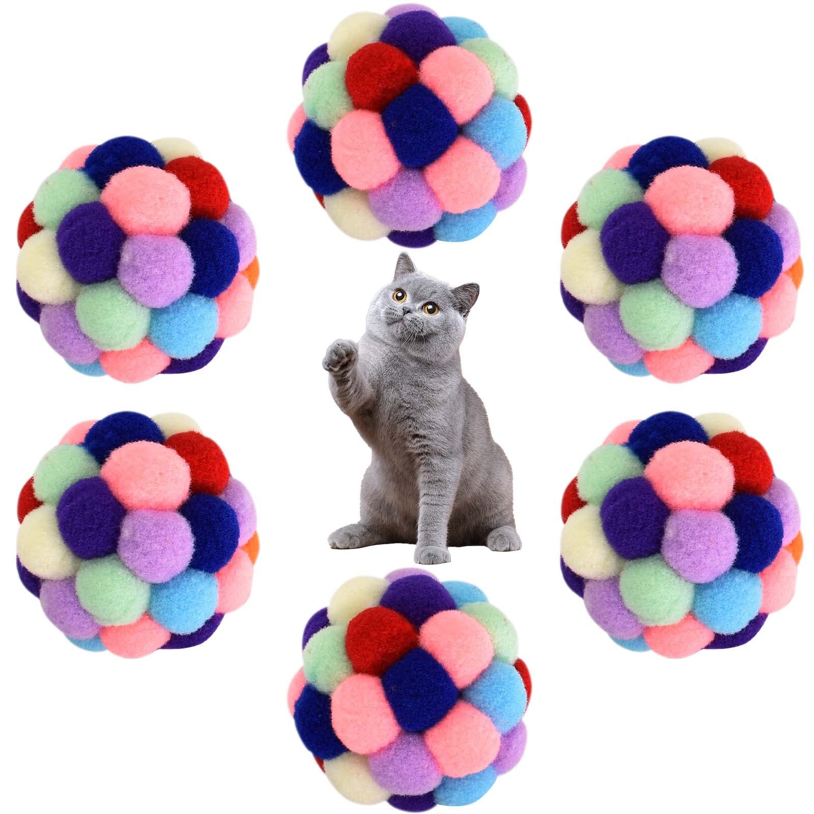 6 balles avec cloche pour chat : peluches rebondissantes interactives pour stimuler son instinct