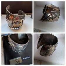 Retro Statement Vintage Silver Tone Ornate Wide Open Cuff Bracelet Bangle 56g