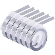 6PK 3D Embossing Tape 520104 For DYMO Xpress Label Maker 9mm 3m White on Silver