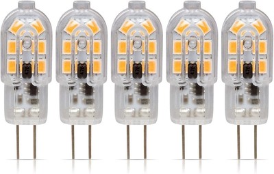 [5 Pack] LED G4 1.5W T4 20W Replacement JC Bi-Pin Base 12V 3000K Soft White