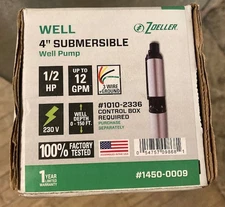 NEW Well 4" Zieller Submersible Well Pump 1/2hp - Pozo Submergible #1450-0009