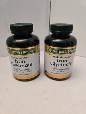 Lot of 2 Nature's Bounty Iron Glycinate 300 Count EXP 4/2028