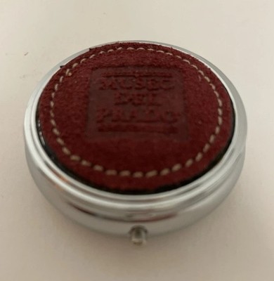 Museo Del Prado Pill Box Suede Metal Logo Rust 3Section Interior Museum Souvenir