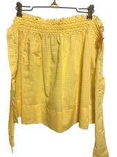  5710 Womens Checkered Yellow and White Half Apron With Crossstich embroidery
