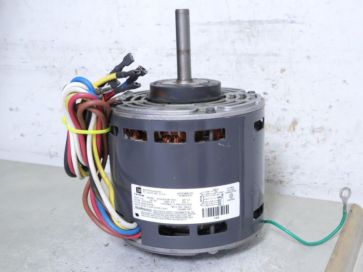 EMERSON K55HXDJM-7081 Furnace Blower Motor 1/3HP 1075RPM 4SPD 115V