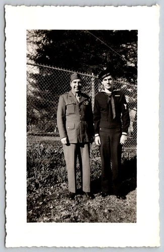 Original WW2 Photo 1944 Army Soldier & US Coast Guard Sailor Vintage photo