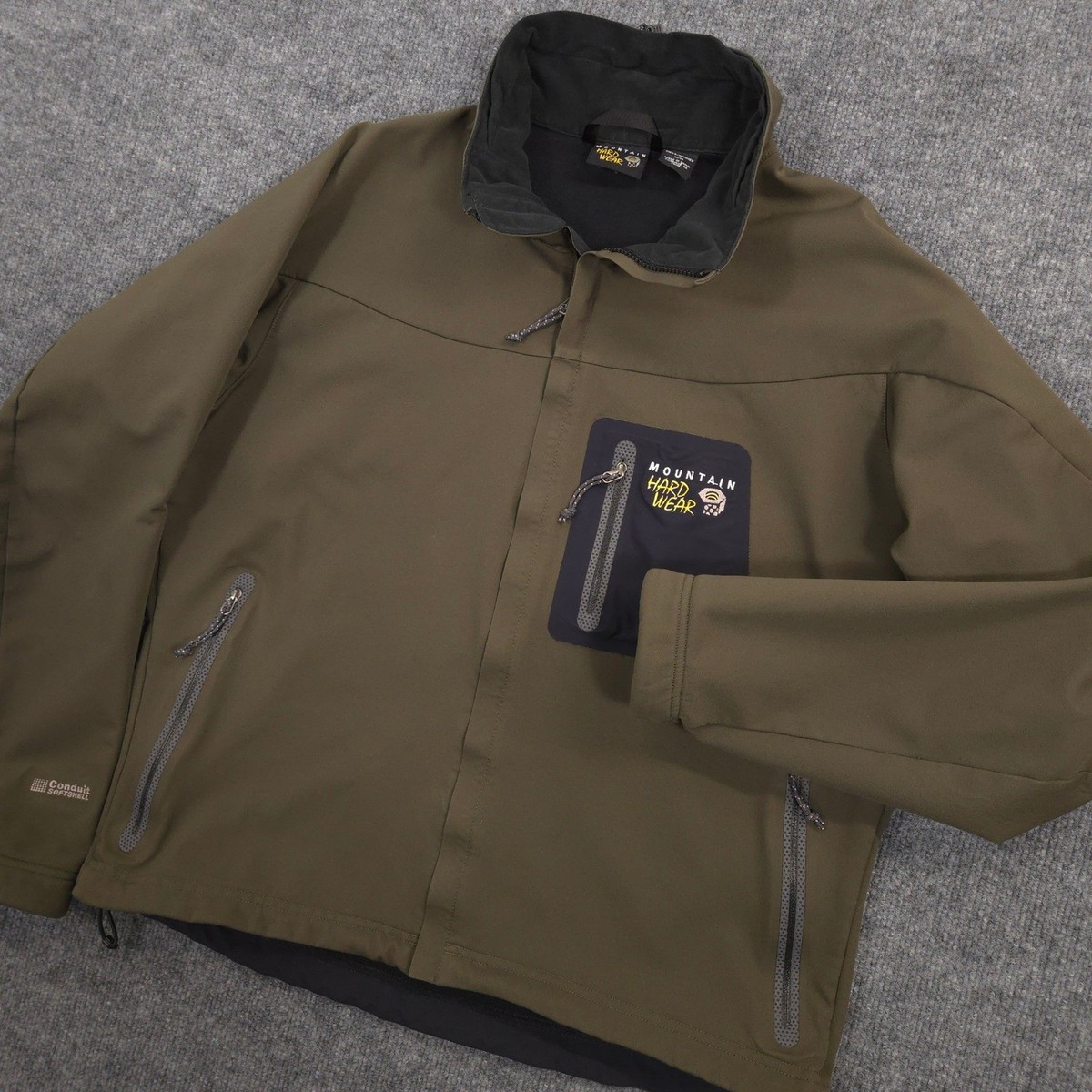 Mountain Hardwear Conduit Softshell Jacket Mens M Olive Green Water Resistant