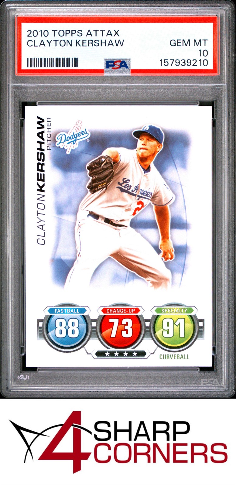 2010 TOPPS ATTAX CLAYTON KERSHAW DODGERS POP 1 PSA 10