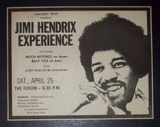 Jimi Hendrix Experience (Mitch Mitchell Billy Cox) The Forum LA 1970 Concert Ad