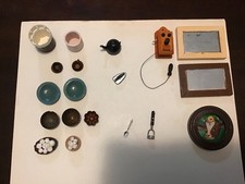 Vintage Lot DollHouse Accessories Kitchen Household Food Plates Cups Mirror Phon