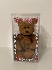 TY Beanie Baby RARE CURLY The Bear W/Tag 4/12/96 Painted Clear Case & Tag Cover.