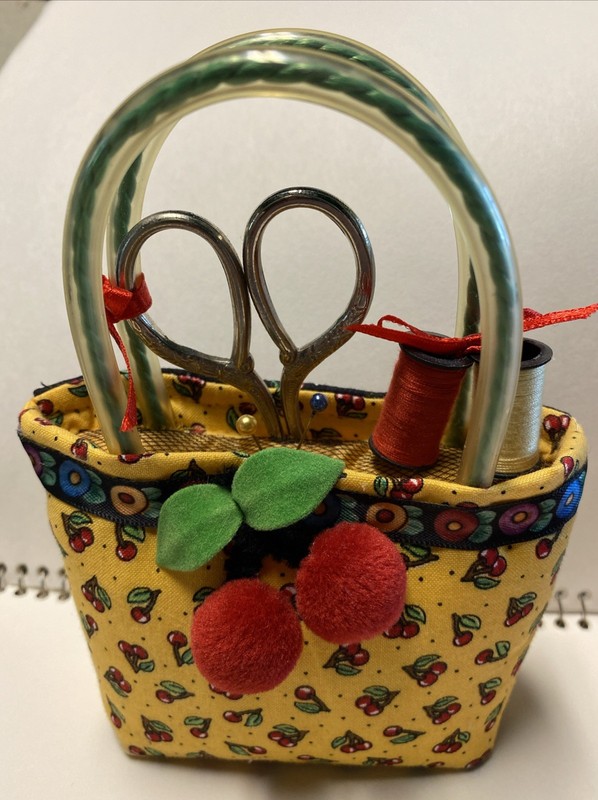 Vintage Mary Engelbreit Pincushion Handbag With Notions & Scissors