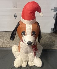 44in CHRISTMAS INFLATABLE DOG WITH A SANTA HAT AIRBLOWN YARD DECORATION