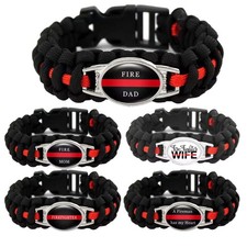 Paracord Feuerwehr Armband Firefighter mit Motive Schmuck Geschenk schwarz rot