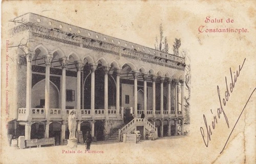 TURKEY  1901  postcard  CONSTANTINOPLE PALAIS DE FAIENCES  stamped to ITALY