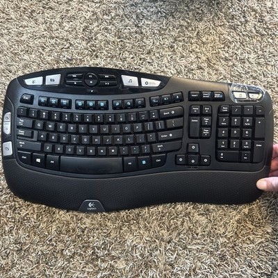 Logitech K350 Wave Wireless Keyboard NO DONGLE/USB Connector Tested & Working