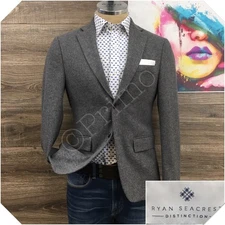 RYAN SEACREST Mens Blazer Sport Coat Casual Jacket Size 36S Flannel Wool Suit