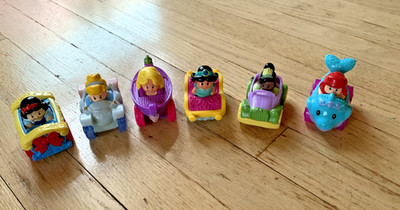 Fisher Price Little People Disney Princess Wheelies Car Lot of 6
