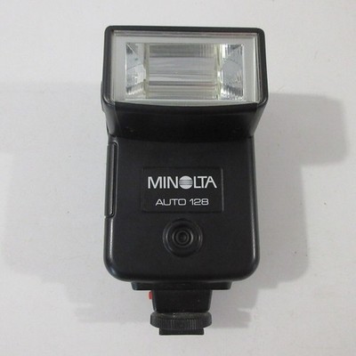 Minolta Auto 128 Camera Strobe Flash Hot Shoe Swivel Bounce Vintage