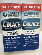 Colace Regular Strength Stool Softerner 100 Capsules (2 packs ) Exp:03/2026