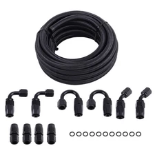 6AN 20FT Fuel Line Hose Kits Nylon Stainless Steel Braided Oil Hose Fitting New