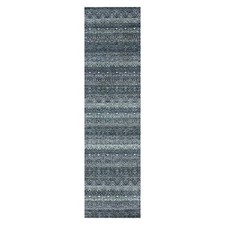 2'7"x10'1" Hale Navy Gray Kohinoor Herrita Wool Hand Knotted Runner Rug R79813