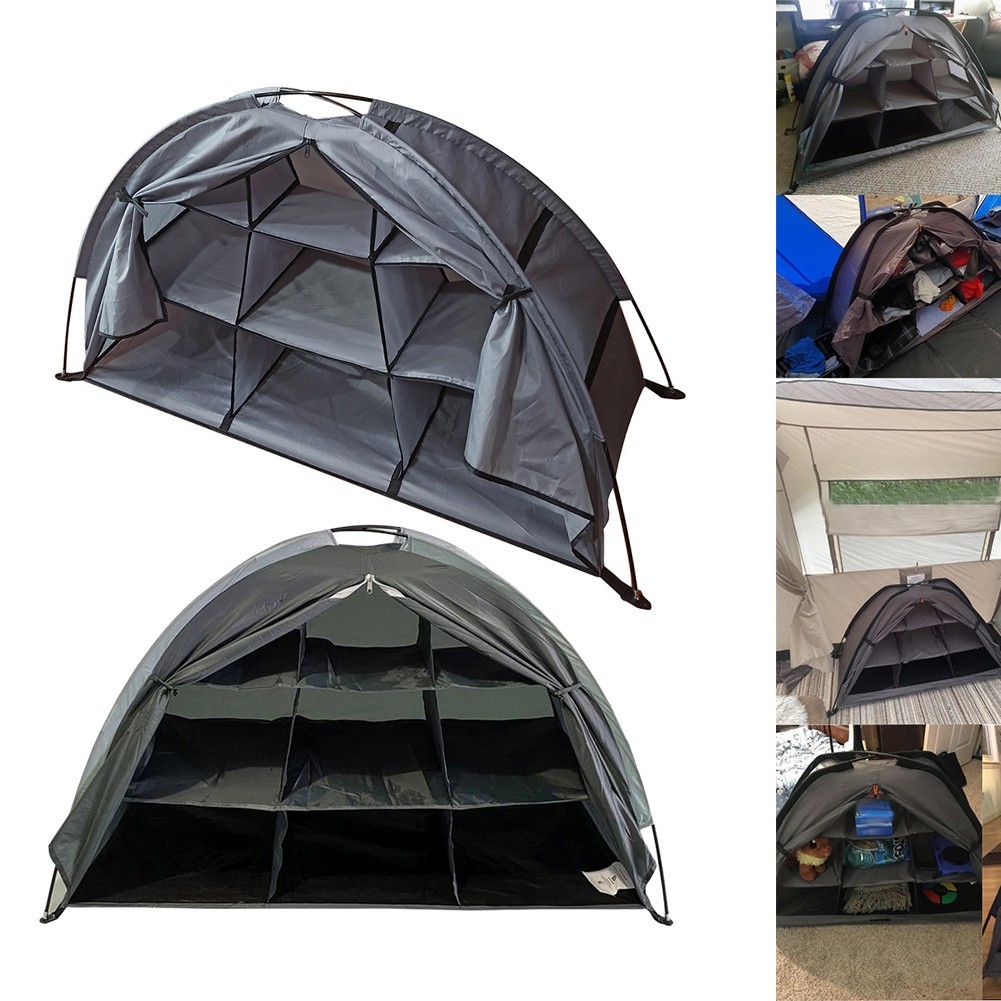 Organizador de almacenamiento de zapatos de camping 9 estantes plegables RV tienda organizador de ropa