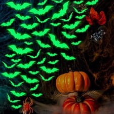 16PCS Glow in The Dark Halloween Bat Wall Decals 3D Luminous Bats Halloween Wall